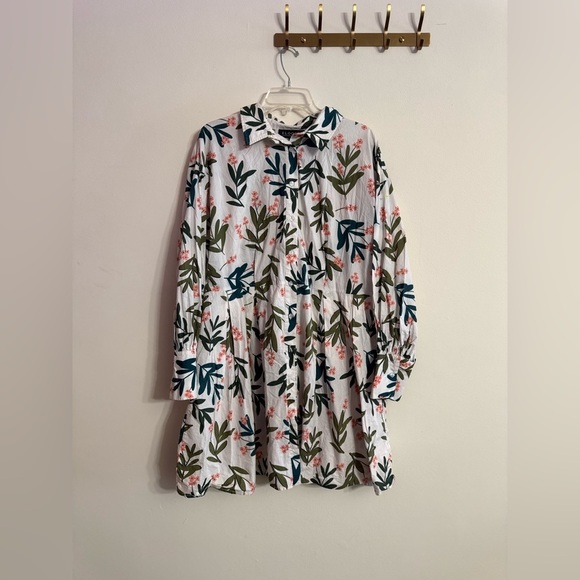 Eloquii Dresses & Skirts - Eloquii Summer Pink Green Floral Print Dress Colorful Flutter Sleeve Sz 20 NWOT